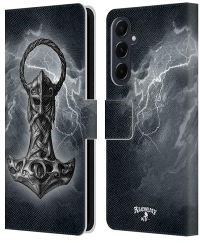 Head Case Designs Offizielle Alchemy Gothic Mjolnir Hammer Abbildungen Leder Brieftaschen Handyhülle Hülle Huelle kompatibel mit Samsung Galaxy A55 5G