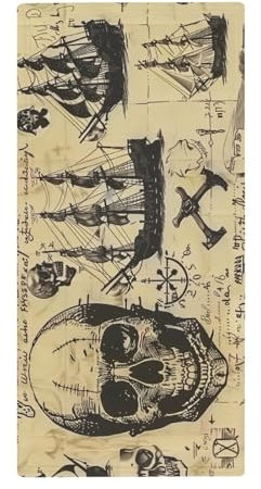 40X70cm Saunatuch Piratenschiff-Totenkopf Strandtücher Pflegeleicht Duschtücher Leichtes Strandhandtuch Für Sauna Strand Fitness