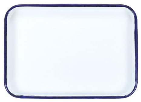 sourcing map Butcher Tray Palette 10 x 7.1 Metal Triple Enamel Coated Rectangular Tray Holder Artist Painter Painting Tool for Art Paint Acrylic Watercolor Mixing