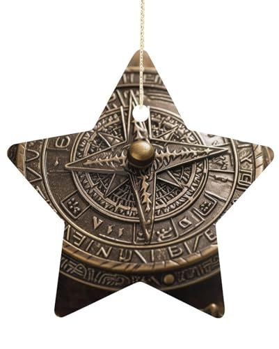 Magical Design Nordische Runen Kompass Weihnachtsschmuck Keramik Weihnachtsbaum Hängende Dekorationen Xmas Stern Anhänger für Weihnachtsdekorationen 2024 Christbaumschmuck Geschenke