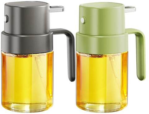 YARRAMATE 2pcs Pulverizador de aceite para cocinar, botella de spray de aceite de 200 ML para la cocina, rociador de aceite de oliva de grado alimenticio, atomizador portátil (Negro Y Verde)
