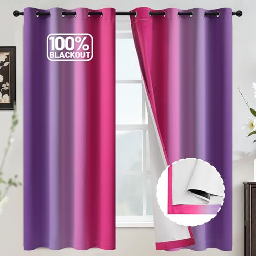 COSVIYA Verdunkelungsvorhänge für Schlafzimmer, 100 % mit weißer Rückseite, 2 dicke Schichten, verdunkelnd, wärmeisoliert, 132 x 160 cm, 2 Paneele