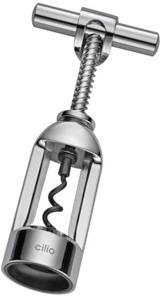 cilio Korkenzieher TRADIZIONE | Weinöffner | Metall verchromt | Beschichtete Spirale für müheloses Korkenziehen | Weinkorken bruchlos entfernen | Wein Flaschenöffner