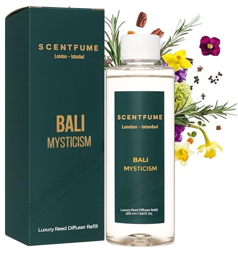 Scentfume® Reed Diffuser Nachfüllung 200 ml | Langanhaltendes Duftöl für Reed Diffuser & Duftstäbchen | Raumduft Nachfüllöl (Östliche Pflanzen – Tali-Lilie – Holziges Aroma)