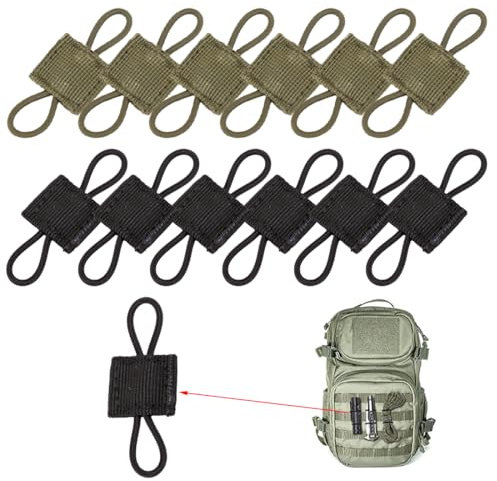 UEIOAVL Rucksackgurte, 12-teilige Outdoor-Molle-Schnalle Halteschnallen Molle-System-Zubehör Rucksack-Weste (Schwarz, Armeegrün)