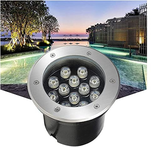 Foco LED subacuático IP68 impermeable para piscinas, estanques, jardines, color azul, 24 W, foco de acero inoxidable de bajo voltaje