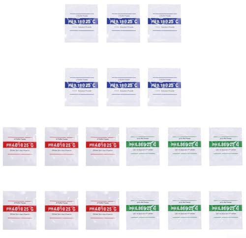 pH-Messgerät, Puffer-Kalibrierlösung, Pulver, für genaue Kalibrierung des pH-Messgeräts, Tester, Kalibrierpulver, Labor-Kalibrierlösungs-Set (18 Stück)