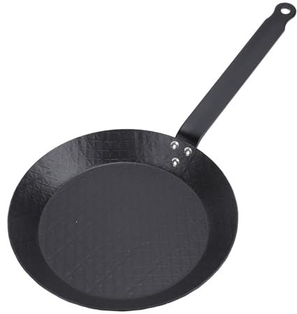 Asixxsix Sartén de Acero Al Carbono, Sartén de Acero Al Carbono, Sartén Antiadherente sin Humo con Agarre Cómodo, Sartén Antiadherente para Filete, Huevo, Pescado,Verduras, Fácil de