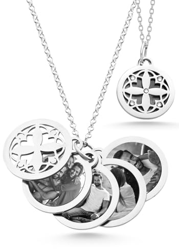 Personalisierter Foto-Anhänger für Damen | Kette mit Bildgravur | Erweiterbar Anzahl Foto Anhänger | langelebige Lasergravur | Edelstahl mit Bild Gravur | Kettenlänge verstellbar