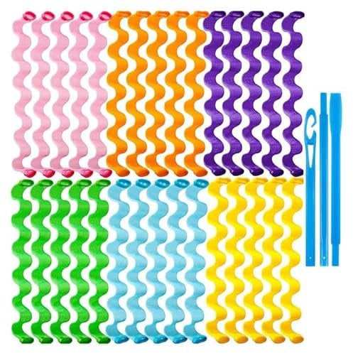 OCCOUMR 30 Stück Lockenwickler für Lang Haar, Lockenwickler Spiral Locken Styling Kit Keine Hitze Haar Lockenwickler Wellen Stile mit 2 Stück Styling Haken für alle Haarlängen