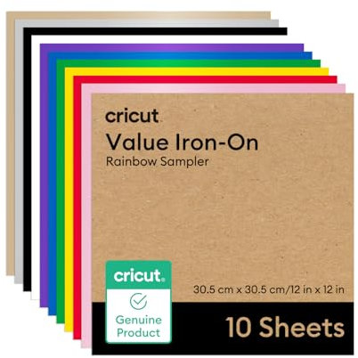 Cricut Value Iron-on - Muestreador de arco iris - 12 x 12 pulgadas (paquete de 10)