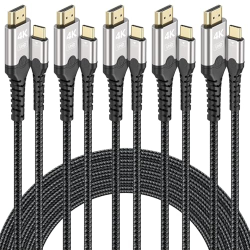 USB C to HDMI Cable 3ft Pack of 5, 4K@30Hz/1080P@120Hz One-Directional Type C (Thunderbolt 3/4 Compatible) to HDMI Cord for Phone, iPad, PC, Laptop, Monitor, TV, Projector