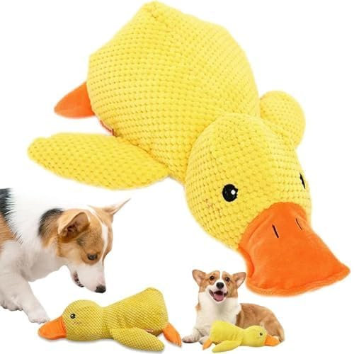 Sunshine smile Anti Stress Ente Hund,38 * 45cm Hundespielzeug Ente,Quietschspielzeug Hund Kuscheltier,Interaktives Hundespielzeug Unzerstörbar,Dog Toys für Kleine, Mittlere, Große Hunde