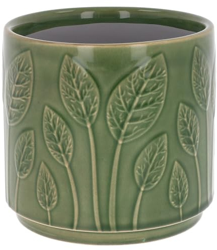 Shudehill Giftware Deco Glaze Planter Tropical, Daisy, Artichoke and more designs and colours to choose from! (Leaves)