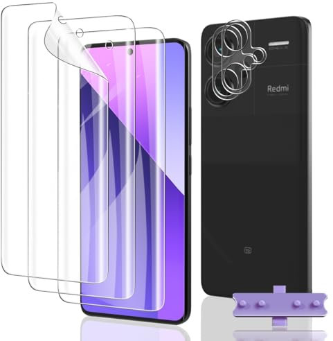 Euukzzea Protection D'écran pour Xiaomi Redmi Note 13 Pro Plus 5G, 3 Pièces TPU Film Hydrogel Transparent HD Souple en TPU Film et 2 Pièces Protecteur D'objectif Caméra, Protection Écran Flexible