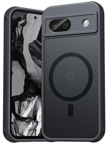 EASDNB für Google Pixel 8A Hülle für Magsafe, Magnetisch Handyhülle für Pixel 8A Case, Kameraschutz Stoßfeste Kratzfeste Durchscheinende Schutzhülle für Google 8A, Schwarz