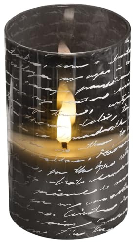 moses. libri_x LED-Kerze Poesielicht – warmweißes Flackerlicht mit 3 Helligkeitsstufen und Timer-Funktion, in dekorativem Glasdesign