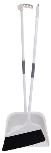 Anneome Soft Bristle Broom and Dustpan Kit with Long Handle Wind Stable Floor Cleaning Set for Indoor and Outdoor Use Household Sweeping Tool for Kitchen Garage Workshop Lobby and Sidewalk