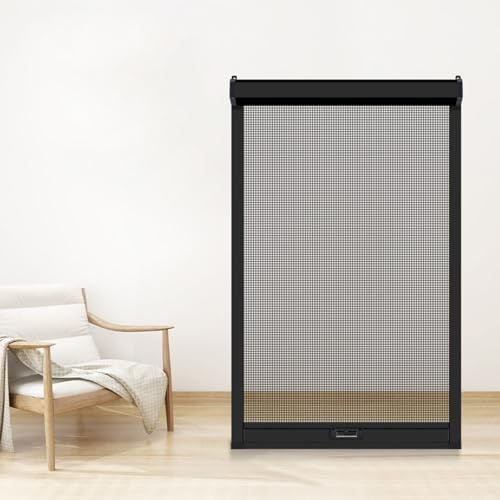 Moustiquaire Fenetre avec Cadre Aluminium - Store Moustiquaire Fenetre Enroulable Coulissante sur Mesure - Filet de Protection Chat, Anti Insecte et Anti Moustique
