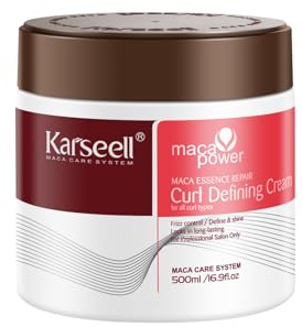 Karseell Lockencreme 500 ml – Definierende Curl Cream Lockenstärker & Lockenkontrolle, Locken Creme für Lockiges und Welliges Haar