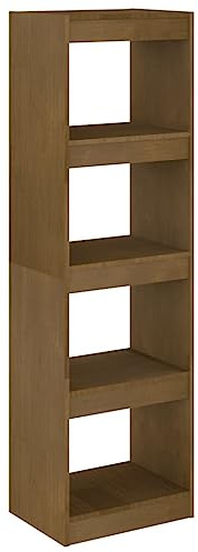 Roanoer Bücherregal Raumteiler aus massiver Kiefer 40x30x135,5 cm Honigbraun Standregal 4 Fächer Modernes Design Robust Langlebig für Wohnzimmer Büro Flur