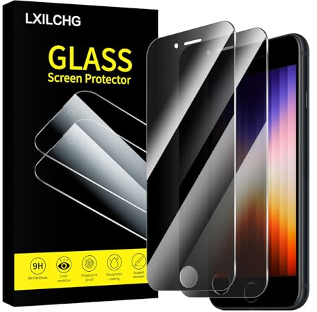 LXILCHG 2 Pack Privacy Screen Protector for iPhone SE 2020 / SE 2022 8/7, 9H Hardness, Anti-Spy Tempered Glass Film, Anti-Fingerprint, Bubble-Free, Anti-Shatter, Case Friendly