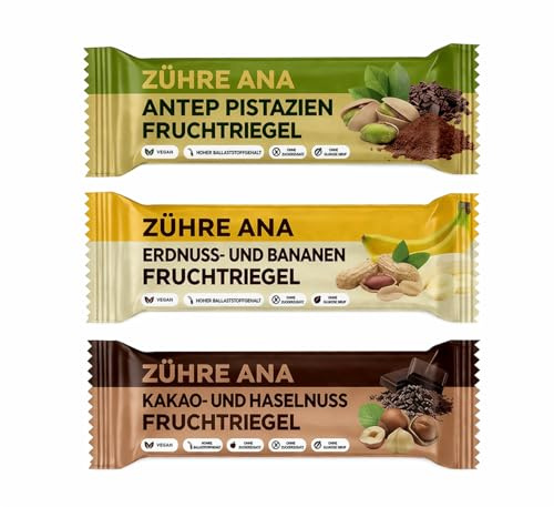 Zühre Ana Fruchtriegel Mix Box (12 Stück) – Vegan, Glutenfrei, Ohne Zuckerzusatz