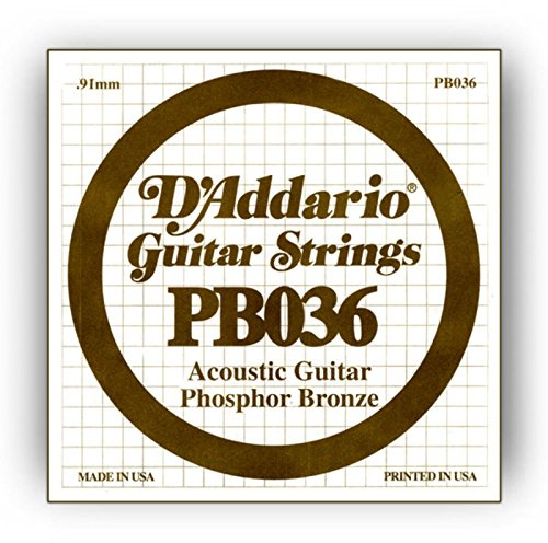 D'Addario PB036 .036 Phosphor Bronze Wound for Acoustic Guitar Single String