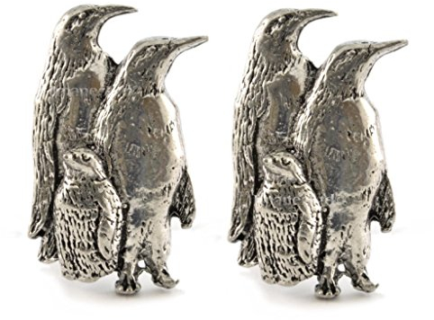 Pinguin Huddle English Pewter Manschettenknöpfe in Geschenkbox