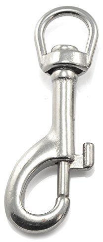 Ganzoo Karabiner-Haken mit Drehgelenk L: 81 mm, Bolzenkarabiner für Hunde-Leine, 1 Stück, Wirbelkarabiner, für Paracord 550 Hundehalsband, rostfreier Stahl, Schnapp-Karabiner Drehkopf, Farbe: Silber