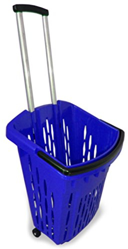 Gerso Trolley pour achats Chariot d´achats Shopper 40 litres différents Couleurs Corbeille d´achats sur Roues Bleu
