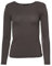 Easy Young Fashion - Damen Basic Rundhals Shirt - Langarm Unterziehshirt - Skinny Fit 1093 - Espresso L