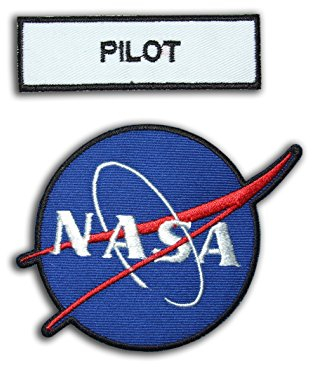 NASA Space Shuttle Pilot. Astronaut Anzug Patch Set. 2 gesticktes Eisen auf Abzeichen