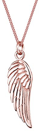 Elli Women's 925 Sterling Silver Rose Gold Wing Feather Pendant Necklace - 45cm length