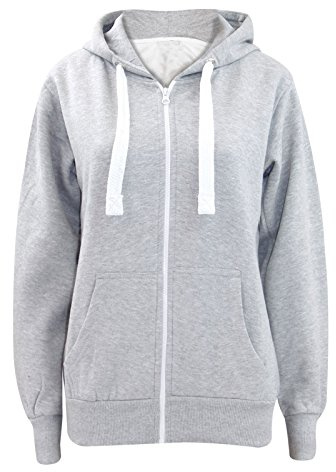 Parsa Fashions Ladies Plain Zip Up Hoodie Womens Fleece Hooded Top Long Sleeves Front Pockets Soft Stretchable Comfortable PLUS SIZES Small to XXXXXXXL (UK 6-30)