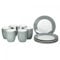van Well Vario Frühstücksset 12-teilig Kombi-Service 6 Personen - Geschirr-Set Kaffee, Frühstück & Tafel - je 6 kleine, flache Frühstücksteller & Kaffeebecher aus Porzellan - Grau