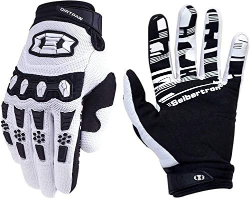 Seibertron Handschuhe - Unisex BMX MX ATV MTB Rennrad Mountainbike Fahrrad Offroad/Dirtbike für Motorradrennen und Motocross Sport mit Touch-Erkennung voller Fingerabdeckung Weiß S