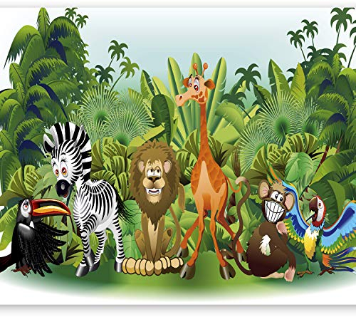 murando Fototapete selbstklebend für Kinder 294x210 cm Tapete Wandtapete Klebefolie Dekorfolie Tapetenfolie Wand Dekoration Wandaufkleber Wohnzimmer Dschungel Kinderzimmer Tiere