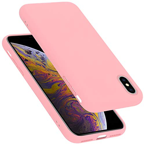 cadorabo Case works with Apple iPhone X/XS in LIQUID PINK - Shockproof and Scratch Resistant TPU Silicone Cover - Ultra Slim Protective Gel Shell Bumper Back Skin