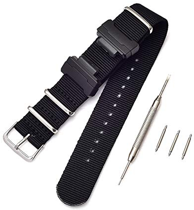 Shieranlee NATO Nylon Strap Armband Kompatibel mit Casio G-Shock GA-110 120 GA-400 GD-100 DW-5600 GLS-8900 Canvas Men Bracelet Band Black Adapters