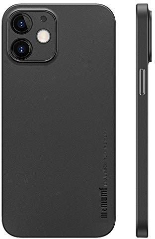memumi Hülle kompatibel mit iPhone 12, Mehrweg 0.3 mm dick Slim Fit, Mattes Finish [rutschfest, Kratzfest] Schutzhülle Extra Dünn Hardcase kompatibel mit iPhone 12 -Schwarz (6.1 inch, Version 2020)