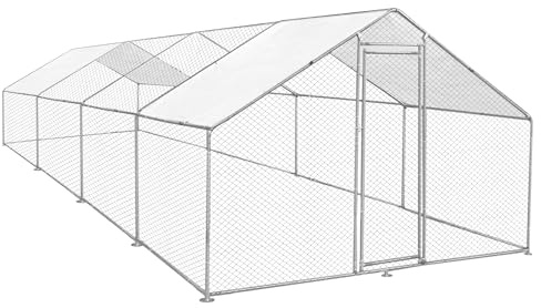 Walk In Chicken Run Cage Coop 4m x 8m x 2m Dog Pen House Kennel Large Metal Enclosure Rabbits Ducks Poultry Roof Cover Shelter Sunshade Pets Outdoor Backyard Farm Animal