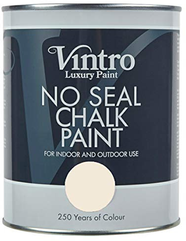 Vintro | No Seal Chalk Paint | Interior & Exterior Use | Furniture | Walls | Wood | Metal | 1 Litre (Buckingham - Cream)