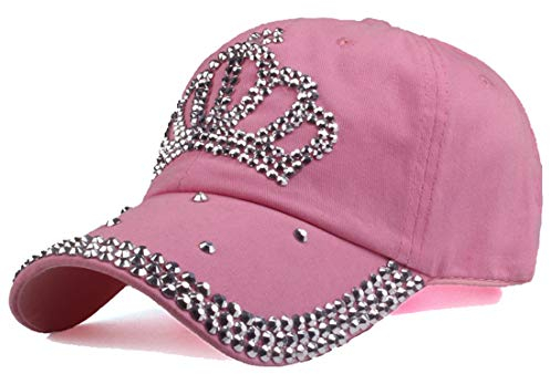 Cheerlife Damen Jeans Baseball Cap Verstellbar Baseballmütze mit Strass Kappe Glitzer Sonnenhut Hip Hop Hut für Outdoor Sport Reisen (Rosa)