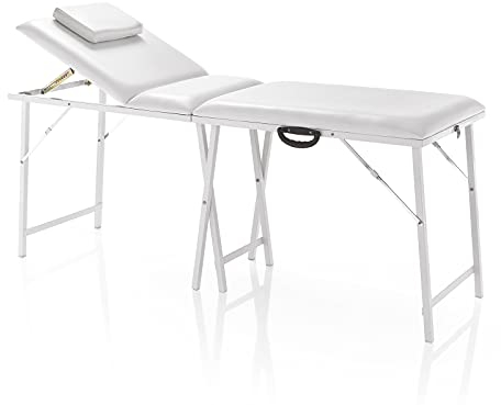 Tragbare Kosmetikliege, klappbare Tragkr. max. 170kg, transportabel mit Tragetasche, weiß