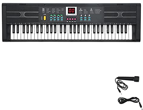 Eujgoov Piano Electrónico Multifunción de 61 Teclas, Piano Eléctrico Digital Multifunción con Micrófono USB Instrumento de Piano Eléctrico