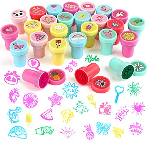 Kesote Stempel Kinder Stempelset Hawaii Mitgebsel 26 PCS Sommer Geschenk Mädchen Junge Ananas Flamingo