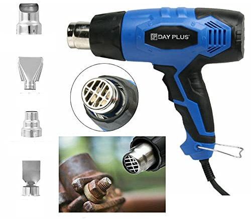 Heat Gun 2000W with 300ºC & 600ºC Dual-Temperature Settings and 4 Nozzles, Professional Heavy Duty Electric Hot Air Gun Kit for Wallpaper Stripping Wood Remover/Shrinking PVC/Varnish/DIY Crafts