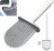 Escobilla WC de silicona con Puas de silicona, Secado Rapido. Escobilla para Inodoro, Bañera, Baño con Soporte para la Pared. Cepillo de limpieza creativo con base adhesiva.