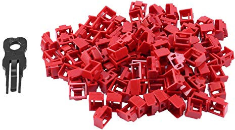 Pmandgk 100Pcs Red RJ45 Port Ethernet LAN Hub Anti Plug Cap Blockout Protector with Proprietary Lock and Key